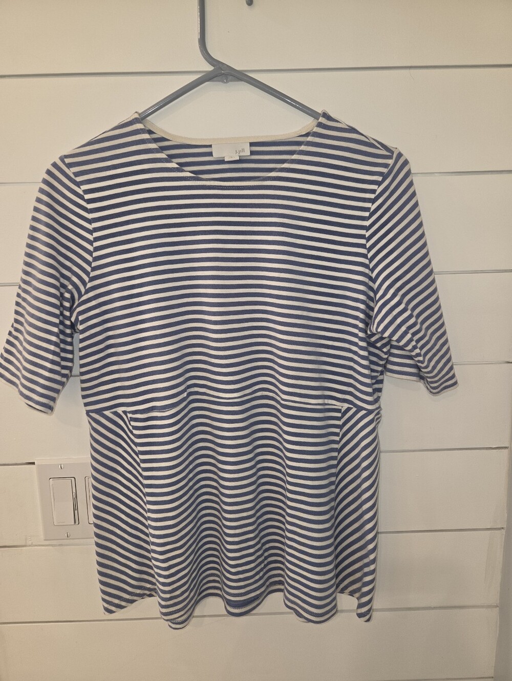 J. Jill Striped Blue  and White Short Sleeve Shirt